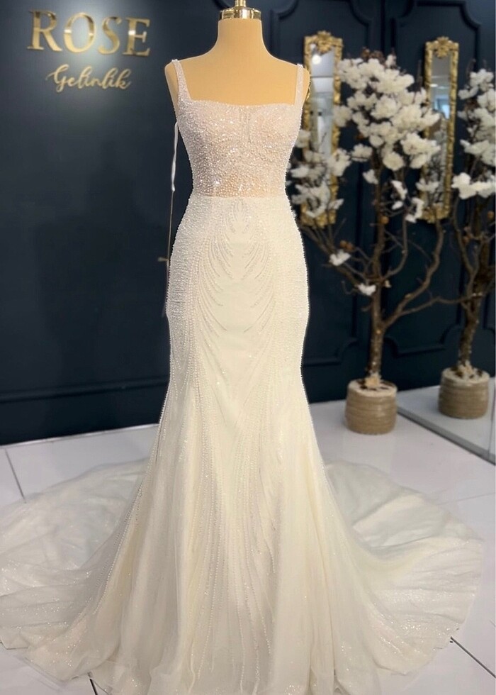 Kalın askılı balık gelinlik - Görsel 4