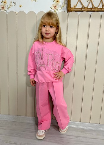 Pembe Payetli Kız Çocuk Eşofman Takımı - Görsel 3