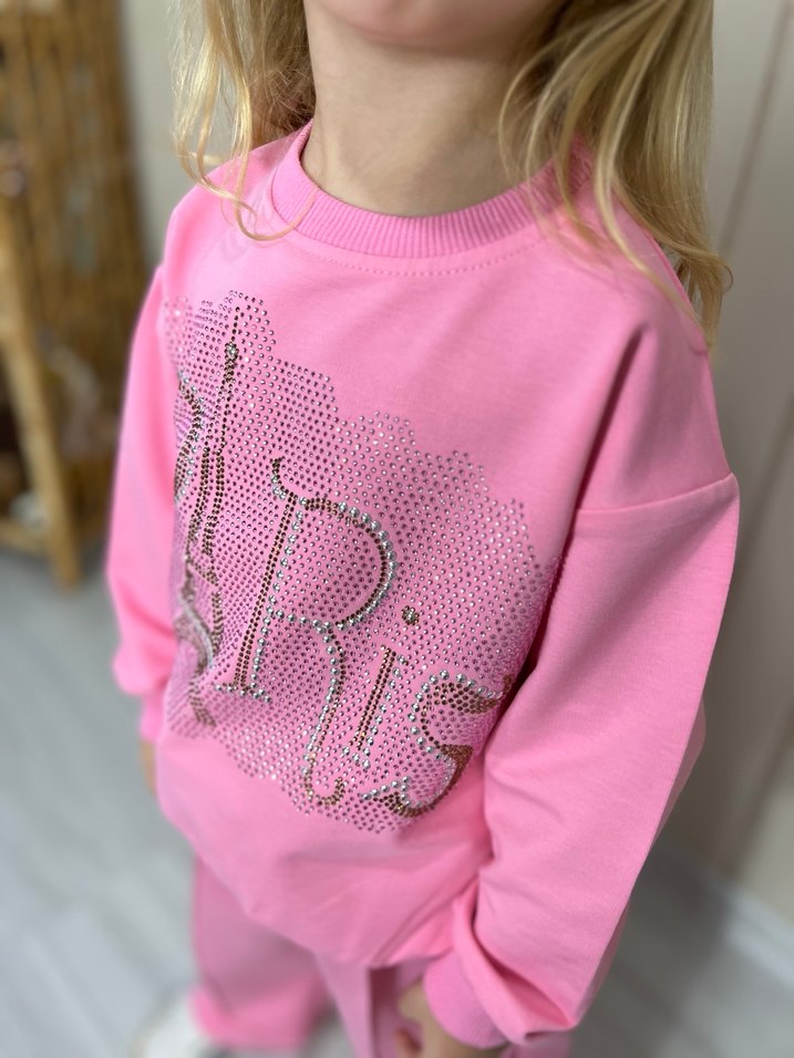 Pembe Payetli Kız Çocuk Eşofman Takımı - Görsel 2