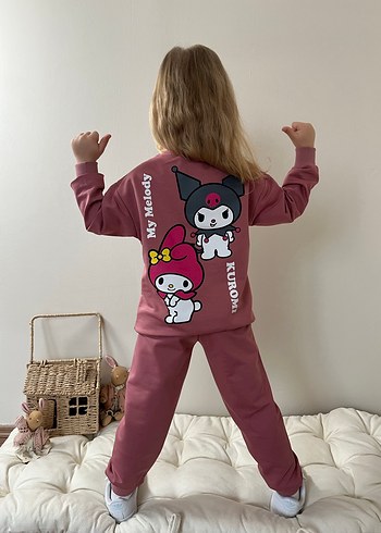 Pembe Kız Çocuk Salaş Sweatshirt ve Eşofman - Görsel 3