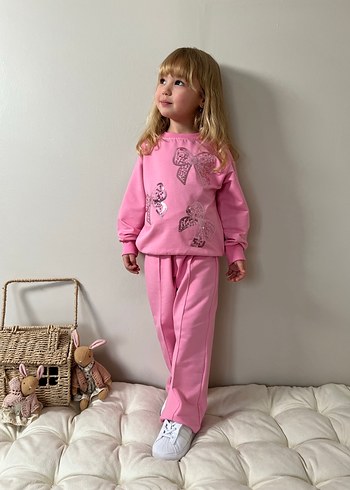 Pembe Nakışlı Kız Çocuk Eşofman Takımı - Görsel 2