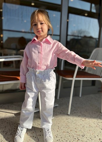 Kız Çocuk kalpli cepli Pantolon - Görsel 3