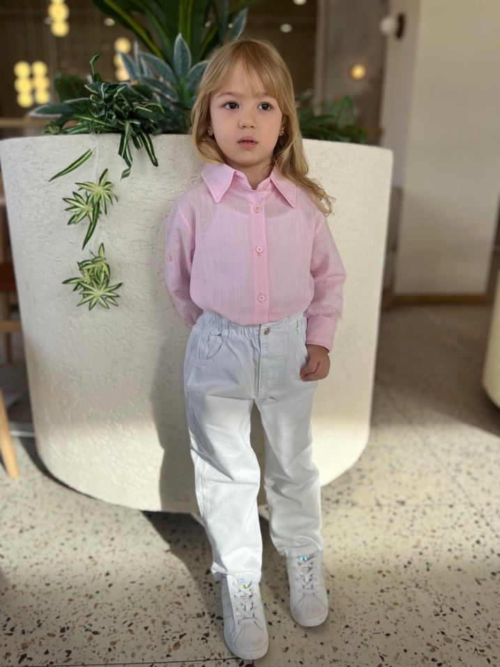 Kız Çocuk kalpli cepli Pantolon - Görsel 4