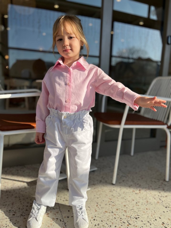 Kız Çocuk kalpli cepli Pantolon - Görsel 3