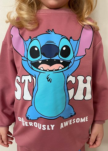 Kız Çocuk Pembe Desenli Eşofman Takımı - Görsel 2