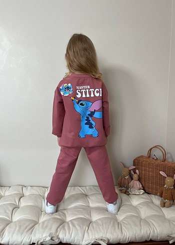 Kız Çocuk Pembe Desenli Eşofman Takımı - Görsel 3