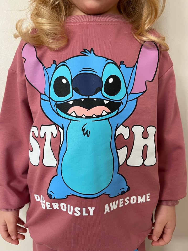 Kız Çocuk Pembe Desenli Eşofman Takımı - Görsel 2