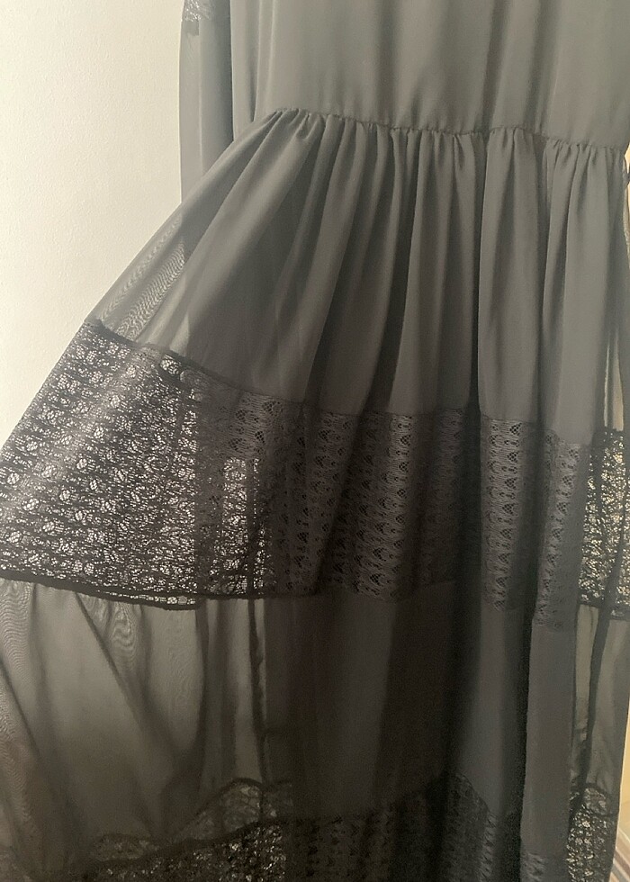 Siyah şifon elbise - Görsel 3