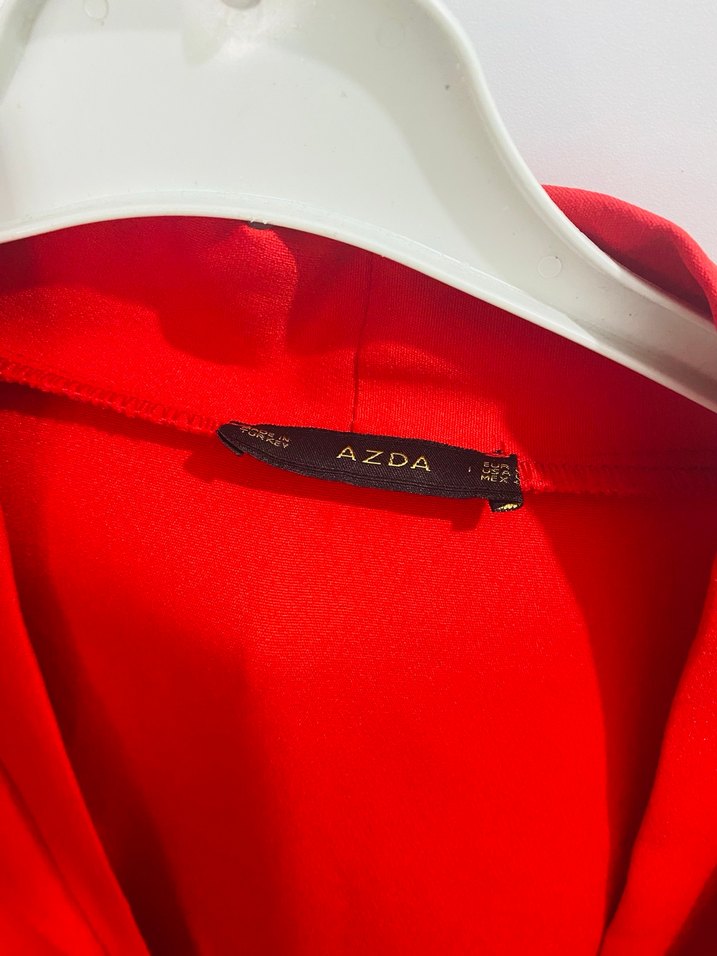 Kadın Kırmızı Midi Salaş ceket - Görsel 5