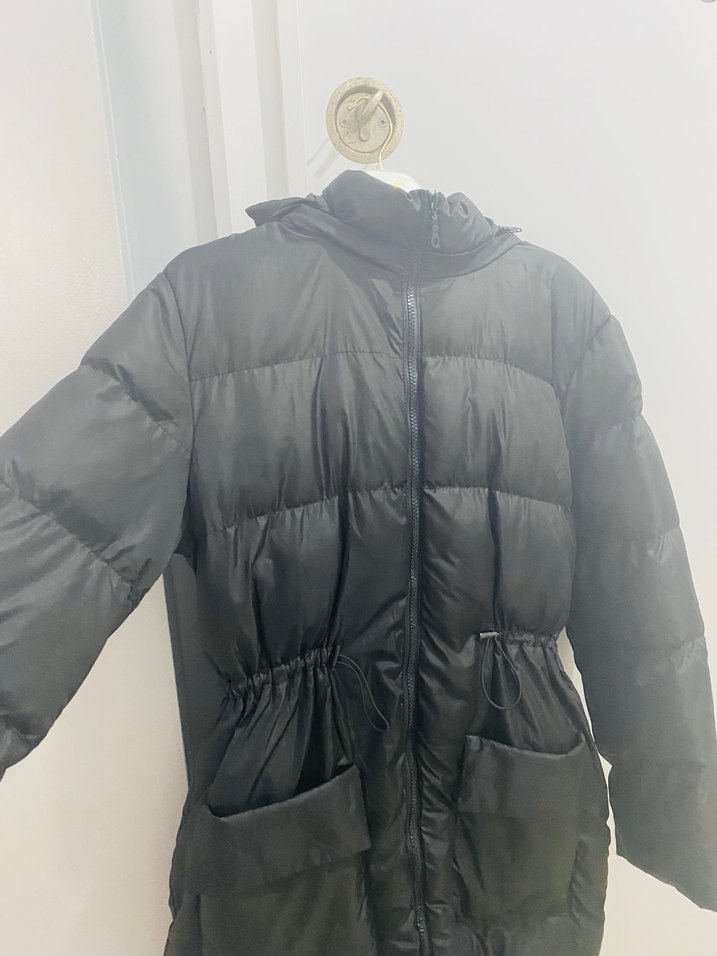 Siyah Fermuarlı Kadın Midi Mont - Görsel 2