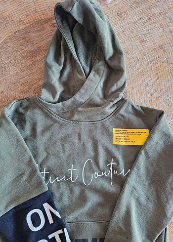 5 Yaş Beden Kapşonlu Haki Erkek Sweatshirt