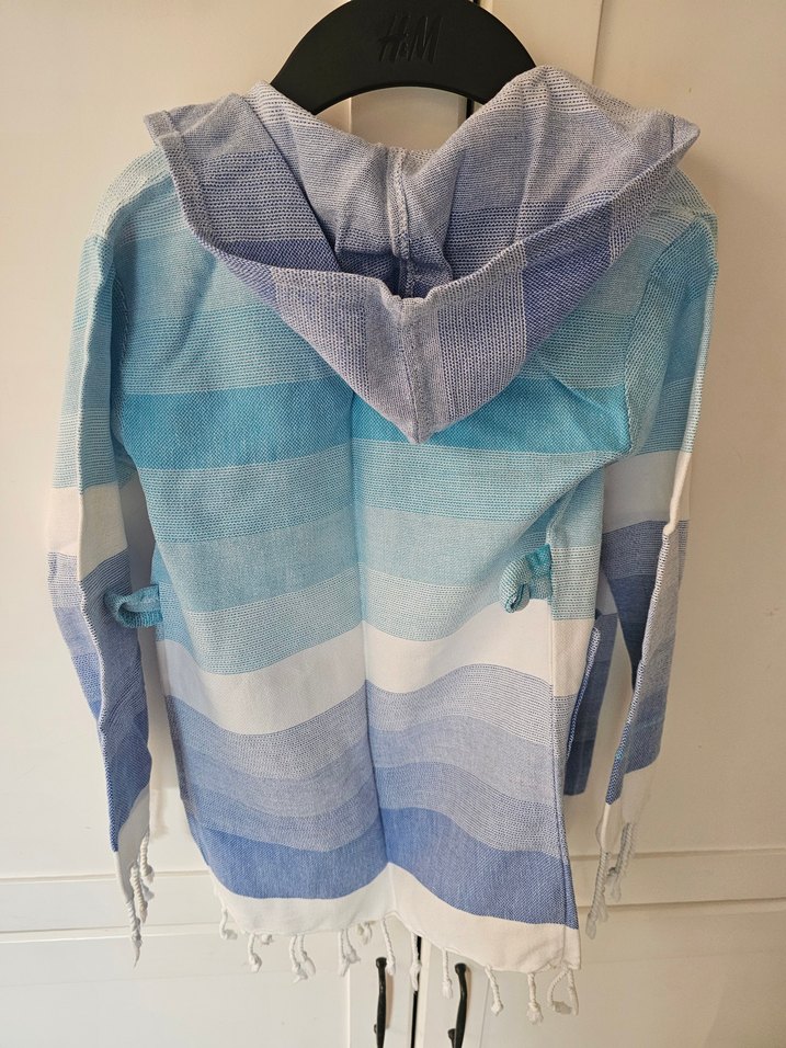 Erkek Çocuk Mavi Bağlama Desenli Bornoz - Görsel 2