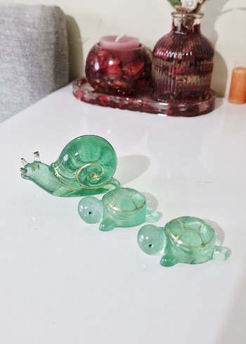 Epoksi Salyangoz ve Kaplumbağa Figürleri Biblo Seti - Görsel 2