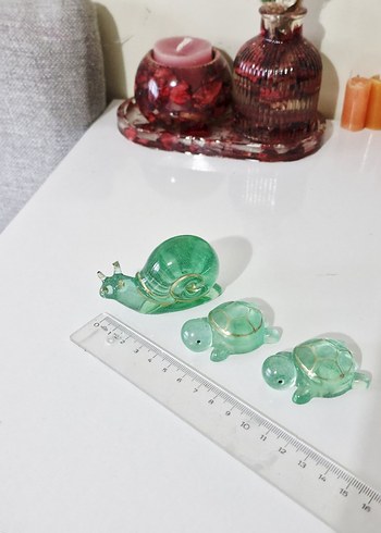 Epoksi Salyangoz ve Kaplumbağa Figürleri Biblo Seti - Görsel 3