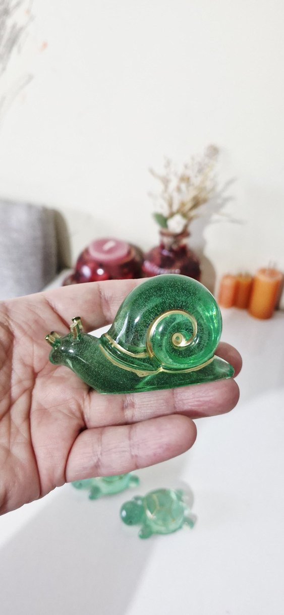 Epoksi Salyangoz ve Kaplumbağa Figürleri Biblo Seti - Görsel 5