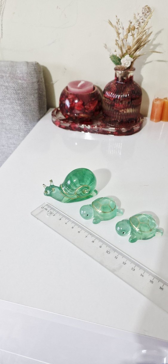 Epoksi Salyangoz ve Kaplumbağa Figürleri Biblo Seti - Görsel 3