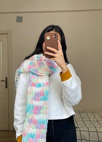 Diğer Puffy El Örgüsü Atkı Kadın