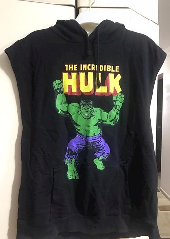 Kolsuz Siyah Hulk Baskılı Sweatshirt
