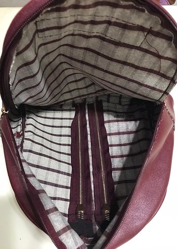 Bordo Deri Kadın Sırt Çantası - Görsel 2