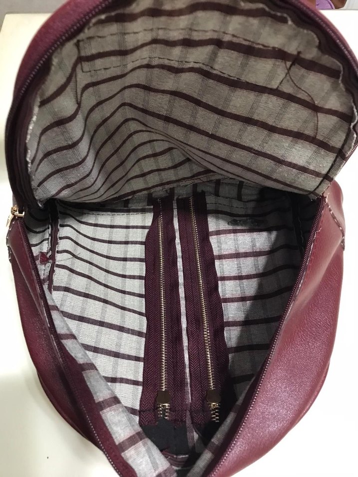 Bordo Deri Kadın Sırt Çantası - Görsel 2