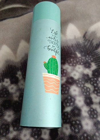 Turkuaz Kaktüs Desenli termos - Görsel 3