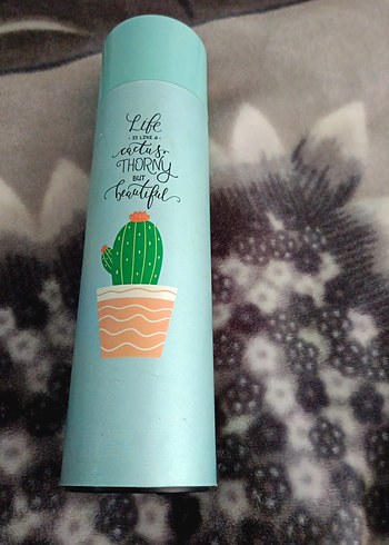 Turkuaz Kaktüs Desenli termos - Görsel 4