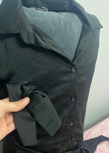 Zara Düğmeli Siyah  elbise - Görsel 11