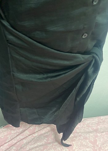 Zara Düğmeli Siyah  elbise - Görsel 12