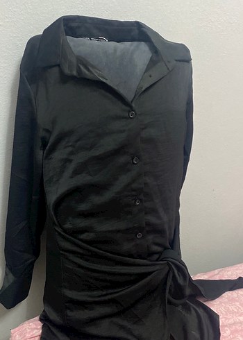 Zara Düğmeli Siyah  elbise - Görsel 10