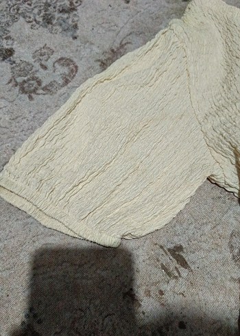 s Beden camel Renk Bej Kısa Kollu Triko Bluz