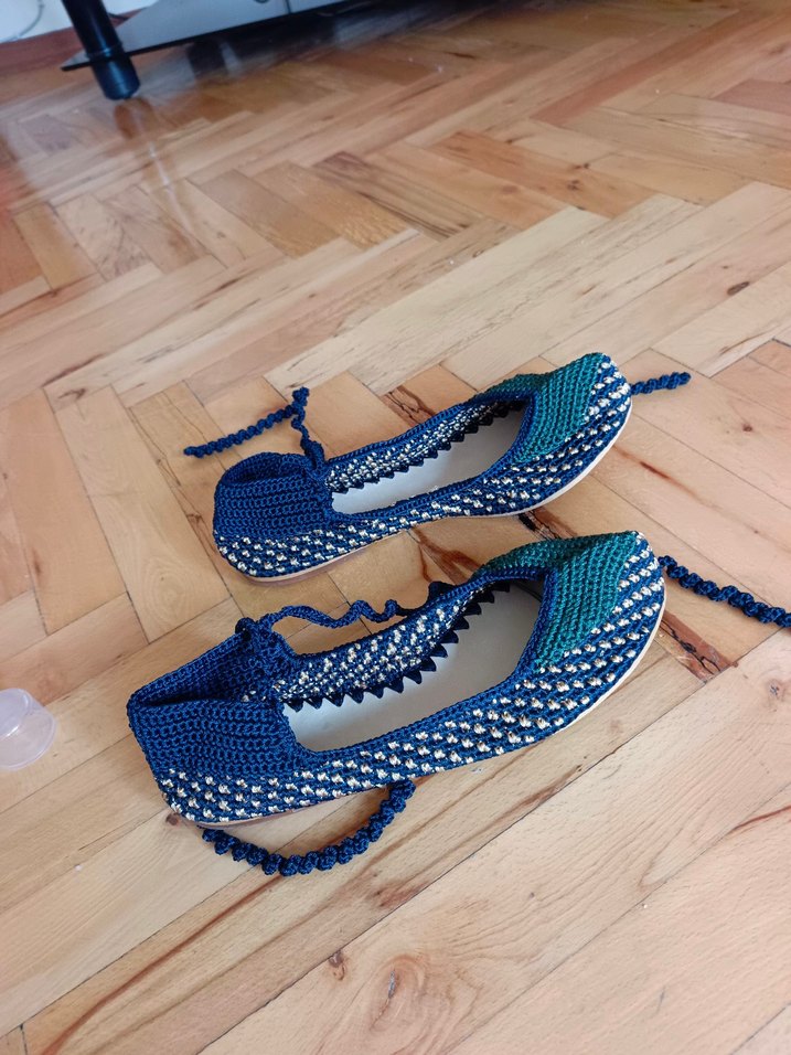 Mavi Örgü Bohem Kadın  Babet - Görsel 2