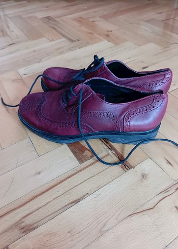Bordo Vintage  Kadın Oxford Ayakkabı - Görsel 2