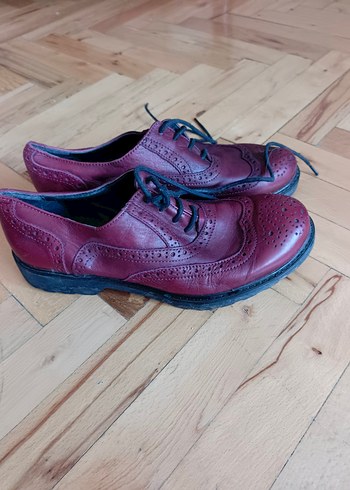 Bordo Vintage  Kadın Oxford Ayakkabı - Görsel 3