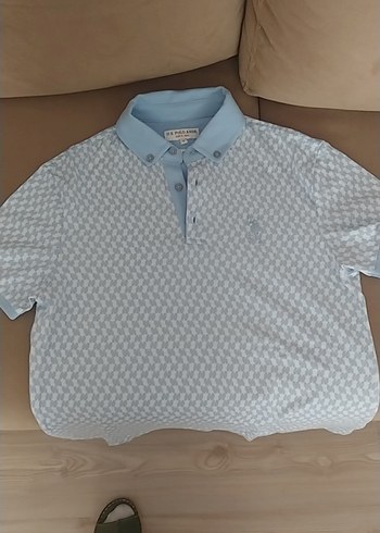 Açık mavi Desenli Kısa Kollu Polo Tişört - Görsel 2