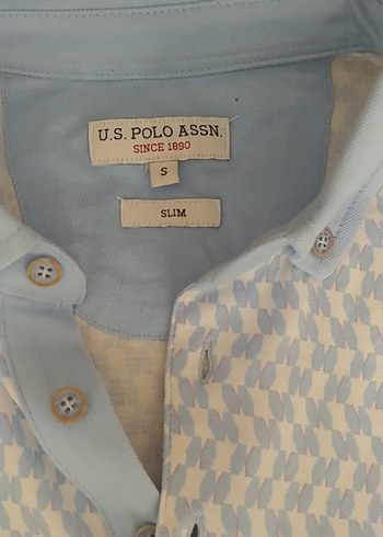 Açık mavi Desenli Kısa Kollu Polo Tişört - Görsel 4