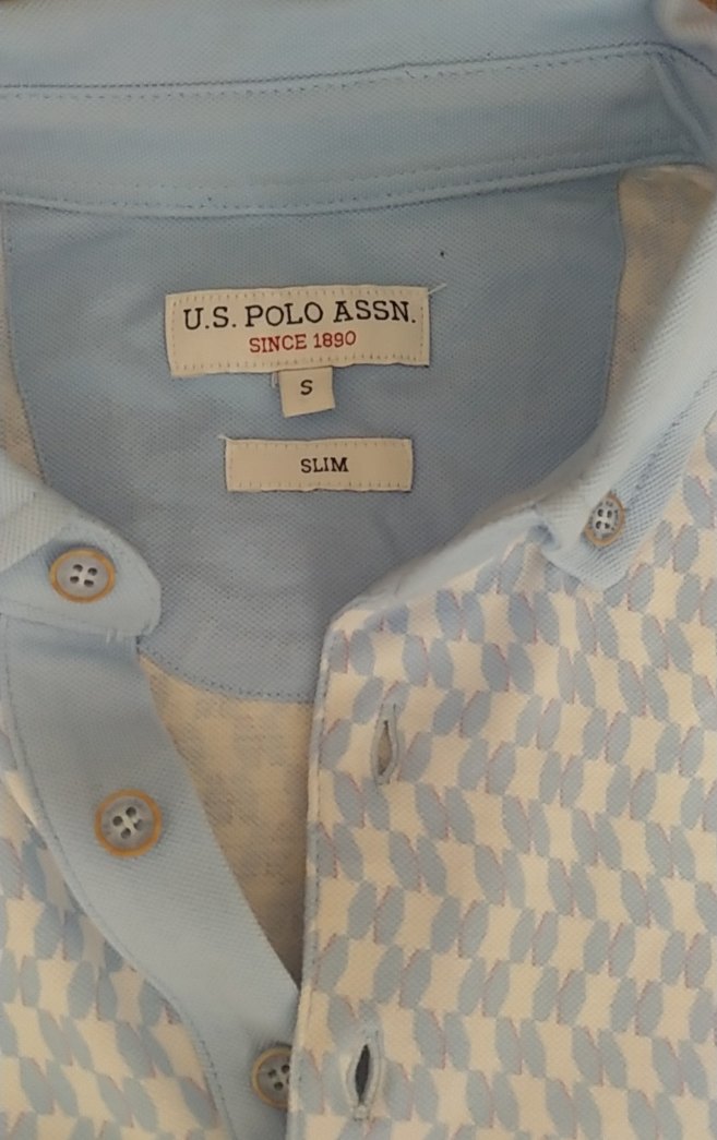 Açık mavi Desenli Kısa Kollu Polo Tişört - Görsel 4