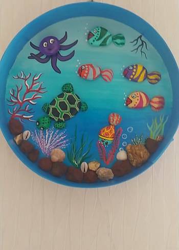 El yapımı renkli Deniz Canlıları Duvar Süsü - Görsel 3