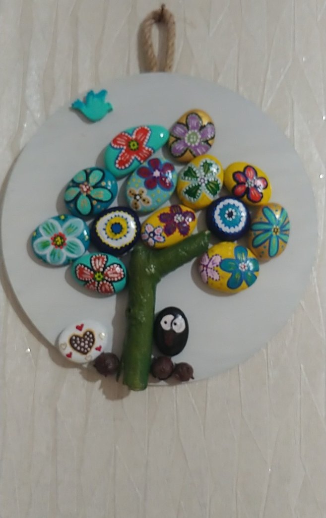 El Yapımı Renkli Taşlardan El Yapımı Dekoratif Ağaç - Görsel 2