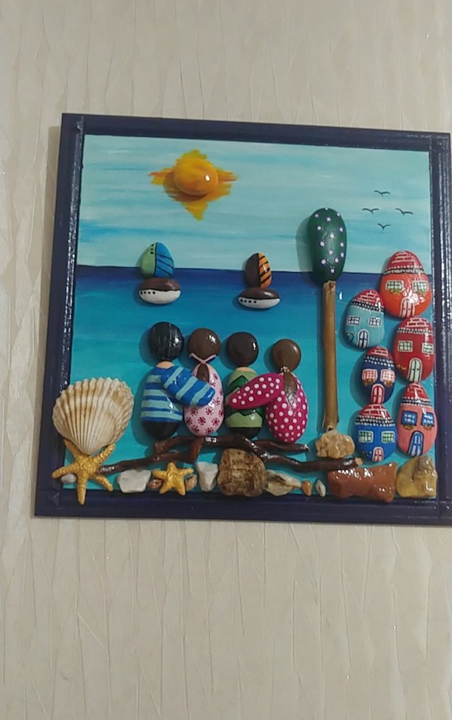 El Yapımı Doğal Taş ve Deniz Kabuklu Bohem Duvar Dekoru - Görsel 2