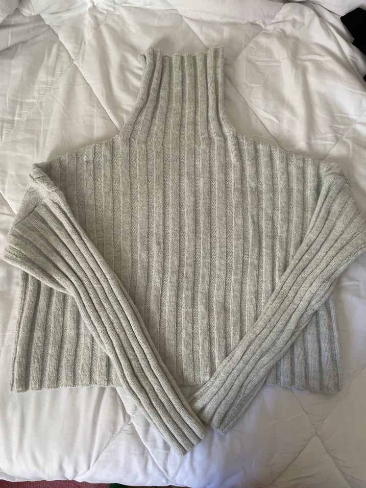 Gri Triko Balıkçı Yaka Kadın Kazak - Görsel 2