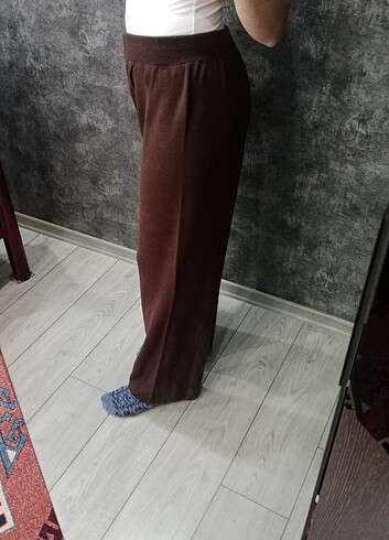 m Beden kahverengi Renk Kadın kışlık rahat kalıp bol paça beli lastikli kahverengi panto