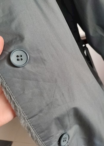 s Beden gri Renk Gri Uzun Düğmeli Kadın Kaban