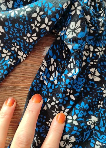 Mavi Bohem Uzun Kollu Mini Elbise - Görsel 5