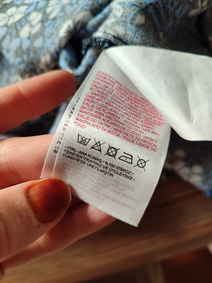 Mavi Bohem Uzun Kollu Mini Elbise - Görsel 4