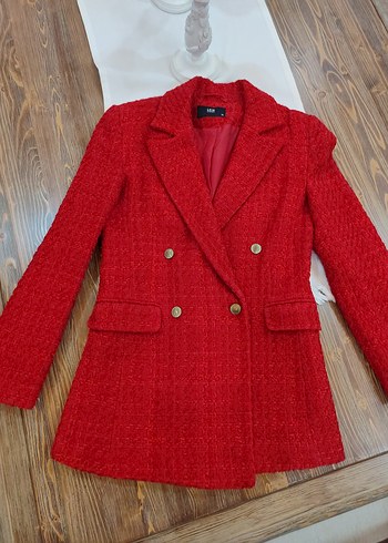 Düğmeli Kırmızı Midi Kadın Blazer Ceket - Görsel 8