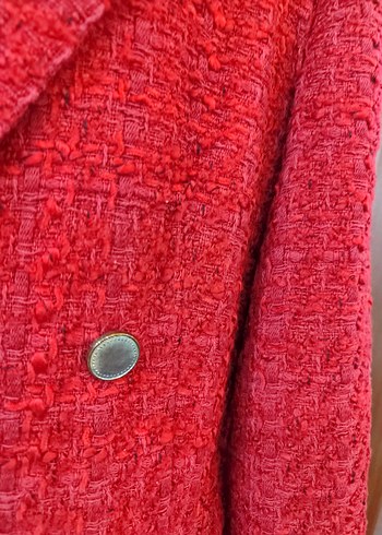 Düğmeli Kırmızı Midi Kadın Blazer Ceket - Görsel 2