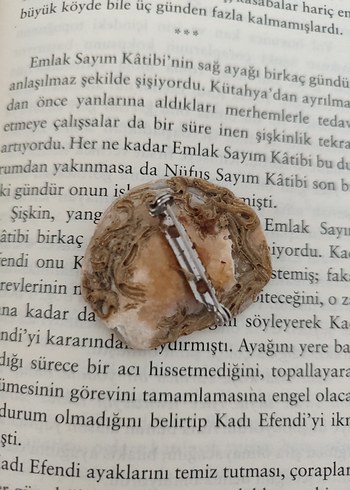 American Vintage Bej ve Gri Doğal malzeme broş