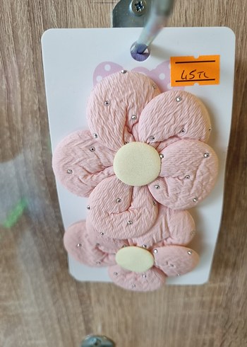 Düğmeli Pembe Çiçekli Çocuk Saç Tokası - Görsel 3