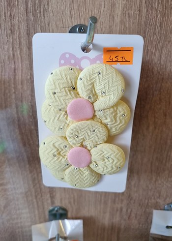 Düğmeli Pembe Çiçekli Çocuk Saç Tokası - Görsel 2