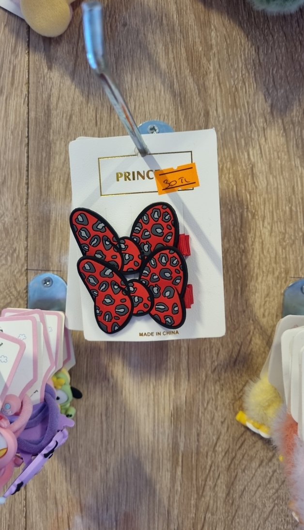 Renkli Fiyonk Desenli Minnie Mouse Çocuk Toka - Görsel 3